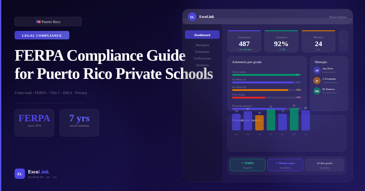 Puerto Rico school administrator ensuring FERPA compliance with digital school management system